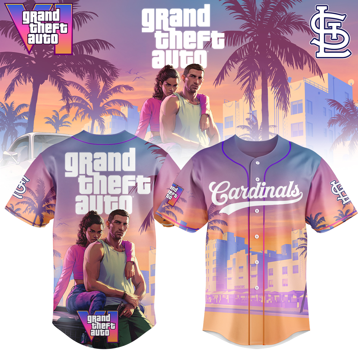 St. Louis Cardinals Mlb X Grand Theft Auto Custom Baseball Jersey