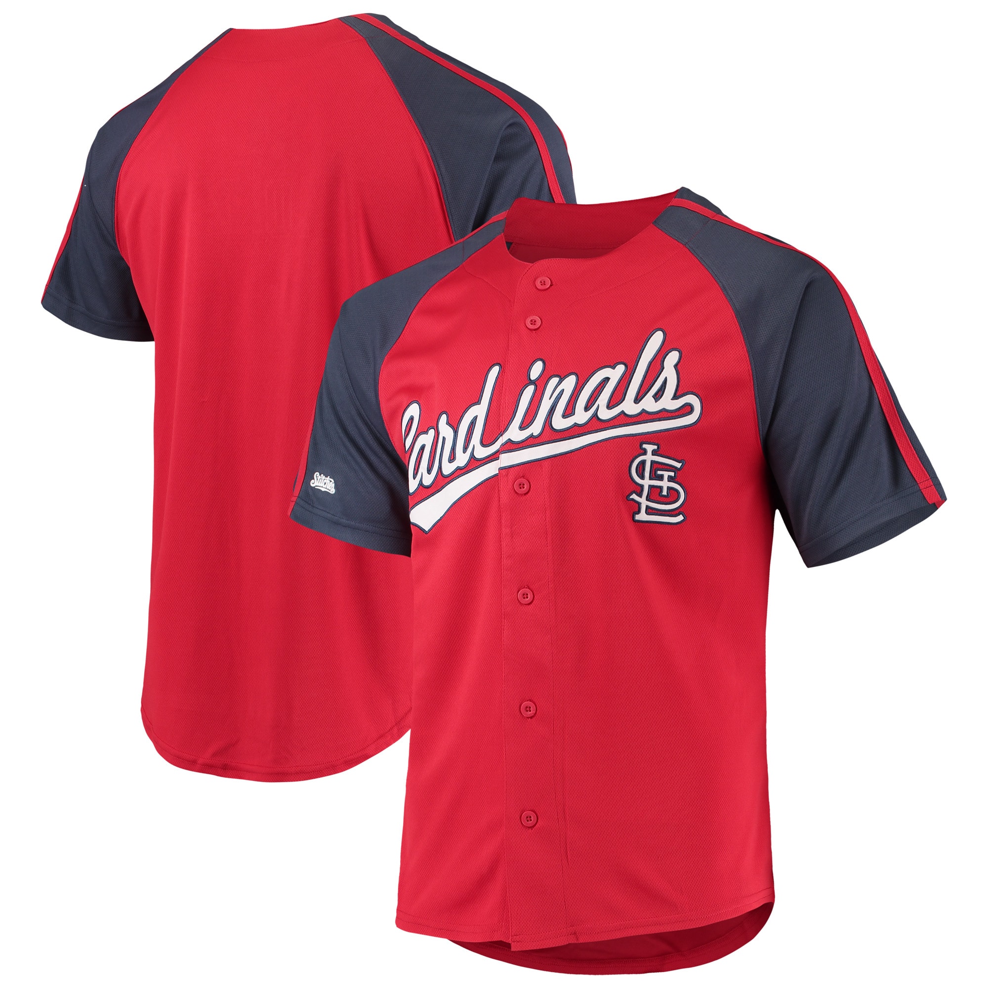 St. Louis Cardinals Stitches Button-down Raglan Replica Jersey – Red