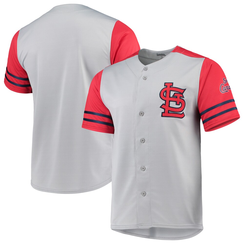 St. Louis Cardinals Stitches Button-up Jersey - Gray/red