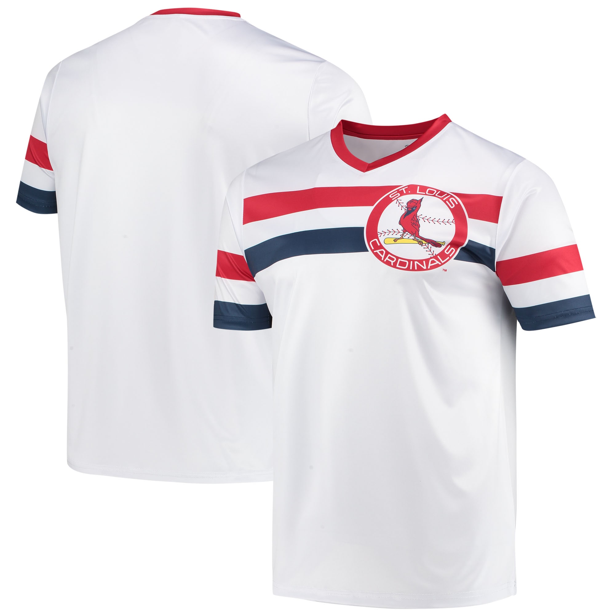 St. Louis Cardinals Stitches Cooperstown Collection V-neck Jersey - White