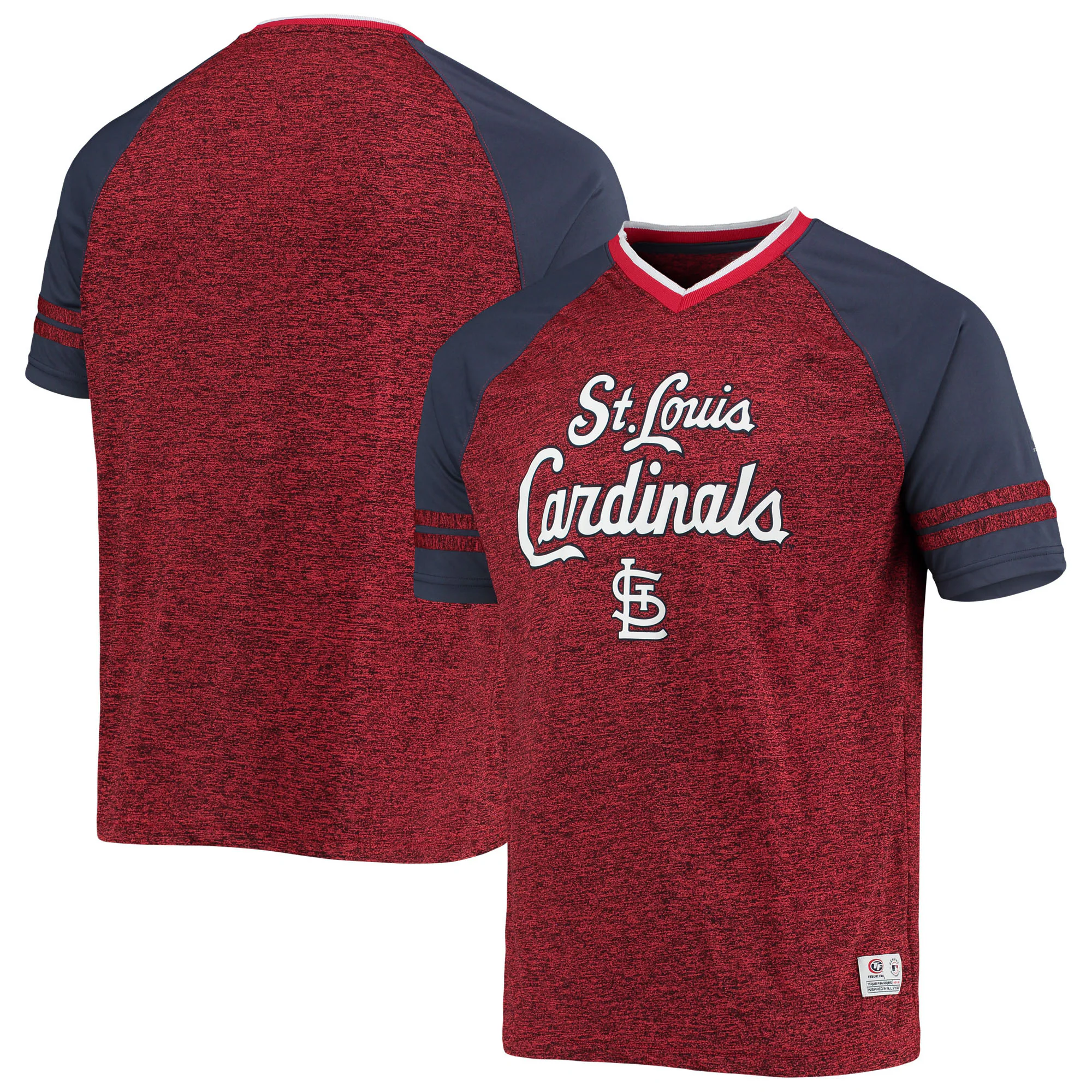 St. Louis Cardinals Team Raglan V-neck Jersey - Heathered Red