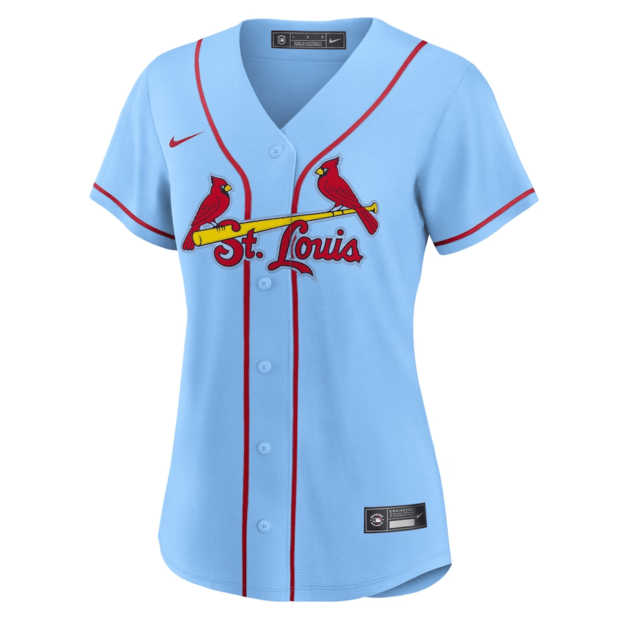 Alternative view of St. Louis Cardinals Women Alternate Jersey - Light Blue 