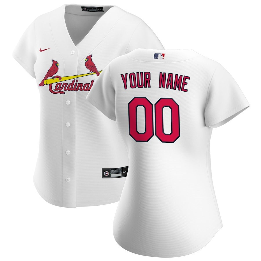 St. Louis Cardinals Women's Home Custom Jersey - White 