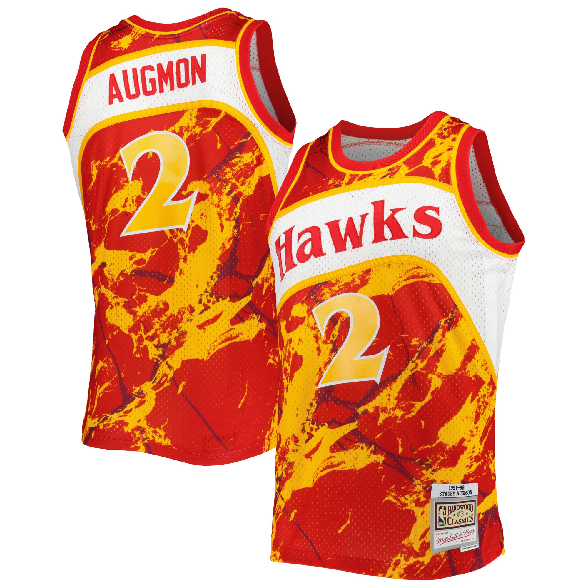 Alternative view of Stacey Augmon Atlanta Hawks Mitchell & Ness 1991/92 Hardwood Classics Marble Swingman Jersey - Red