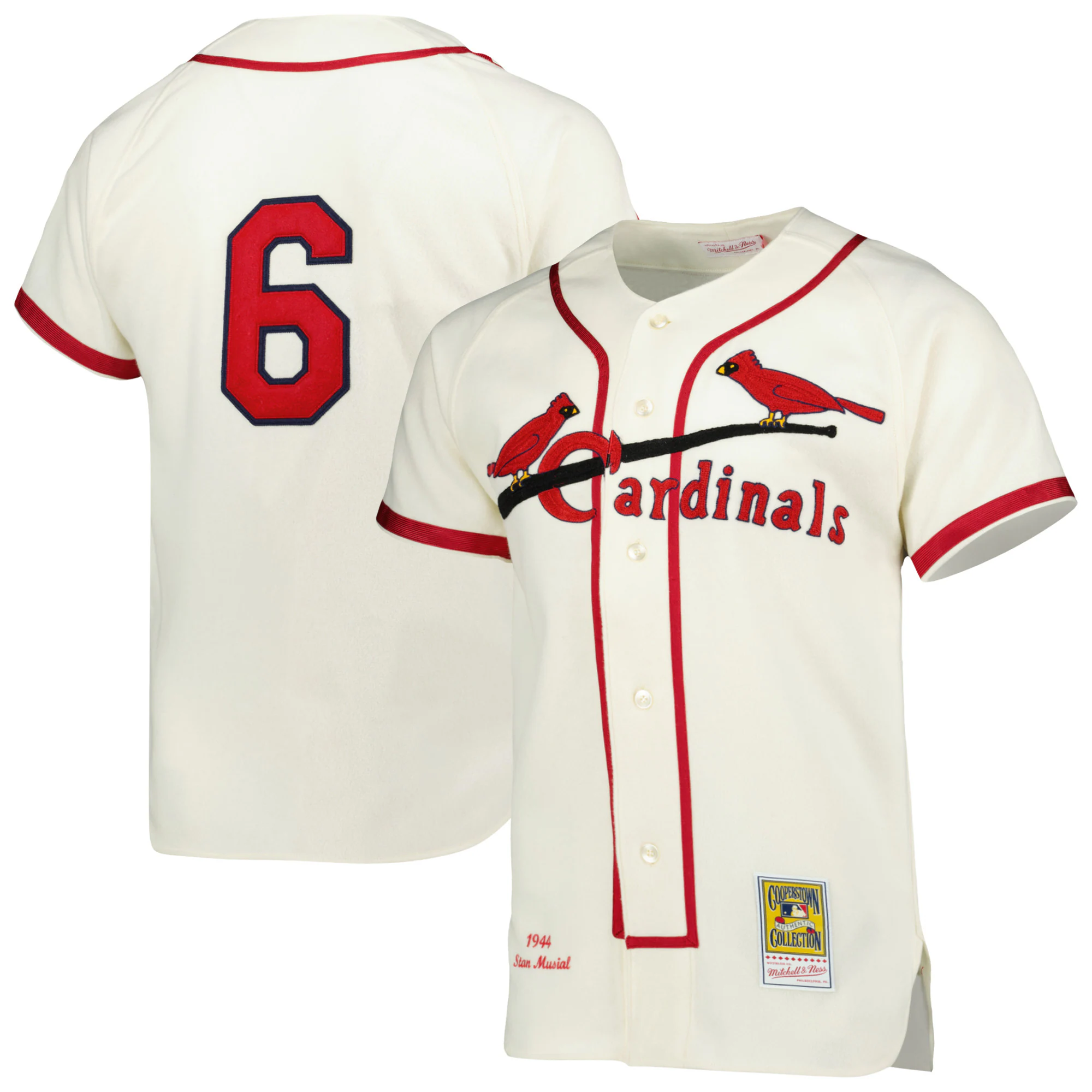 Stan Musial St. Louis Cardinals Mitchell & Ness 1944 Cooperstown Collection Authentic Jersey - Cream