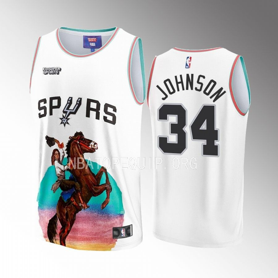 Stanley Johnson 34 San Antonio Spurs NBA & KidSuper Studios Unisex Hometown Jersey - JS404 