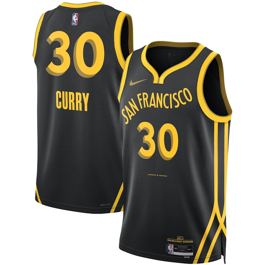 Stephen Curry 30 Golden State Warriors 2023/24 City Edition Swingman Jersey - Black - JS895 