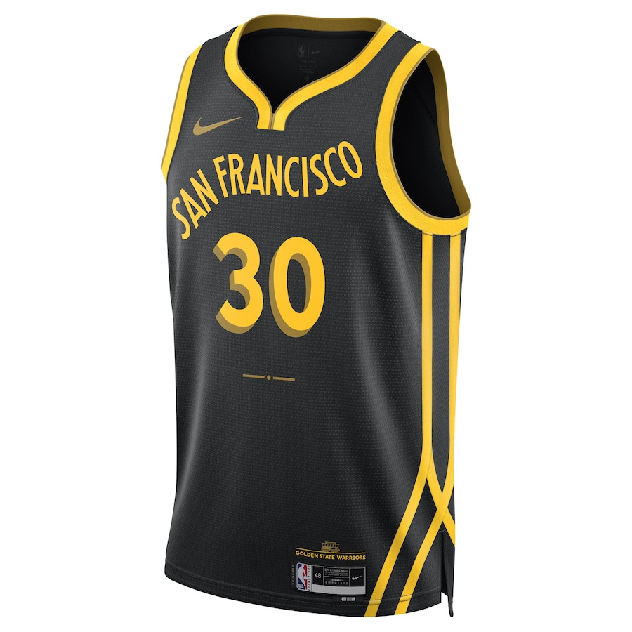 Alternative view of Stephen Curry 30 Golden State Warriors 2023/24 Swingman Jersey - City Edition - Unisex Black - JS859 