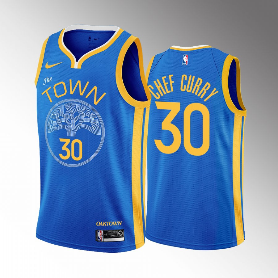 Stephen Curry Chef Curry 30 Golden State Warriors Royal Jersey Earned - JS237 
