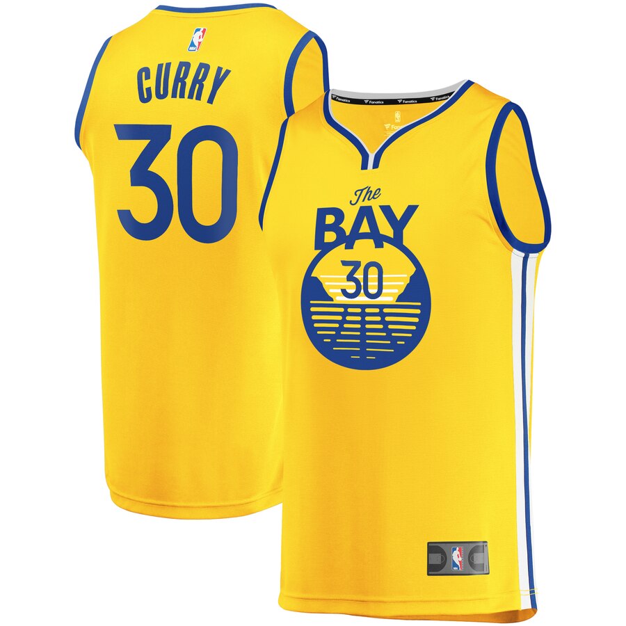 Stephen Curry Golden State Warriors Fanatics Branded Fast Break Team Replica Jersey Gold – Statement Edition