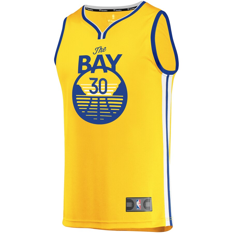 Alternative view of Stephen Curry Golden State Warriors Fanatics Branded Fast Break Team Replica Jersey Gold – Statement Edition