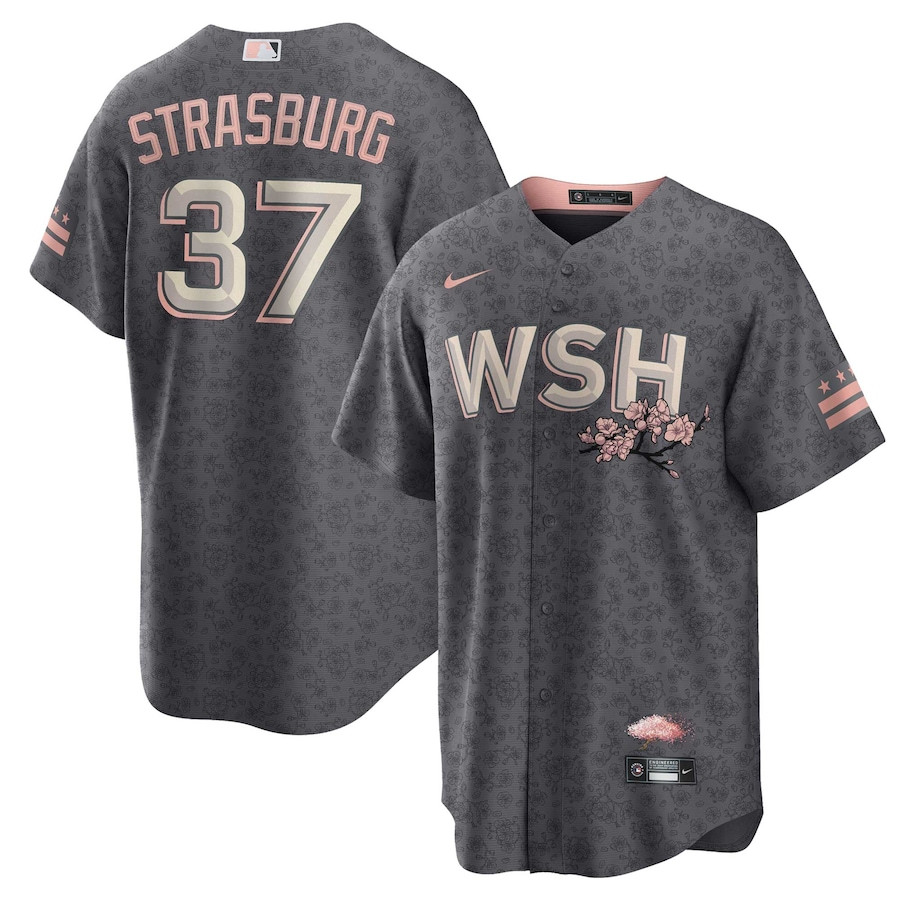 Stephen Strasburg 37 Washington Nationals City Connect Men Jersey - Gray - JS170 