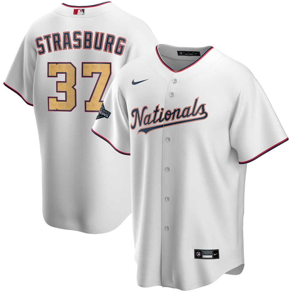 Stephen Strasburg Washington Nationals 2020 Gold Program Player Jersey - White/gold
