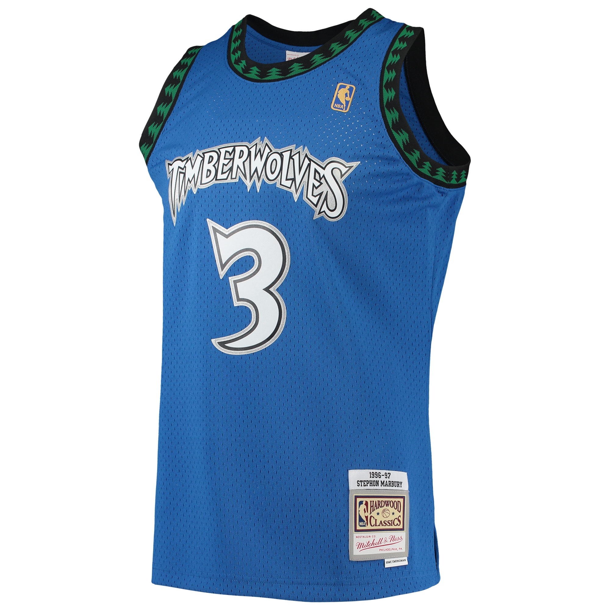 Alternative view of Stephon Marbury Minnesota Timberwolves Mitchell & Ness 1996/97 Hardwood Classics Swingman Jersey - Blue