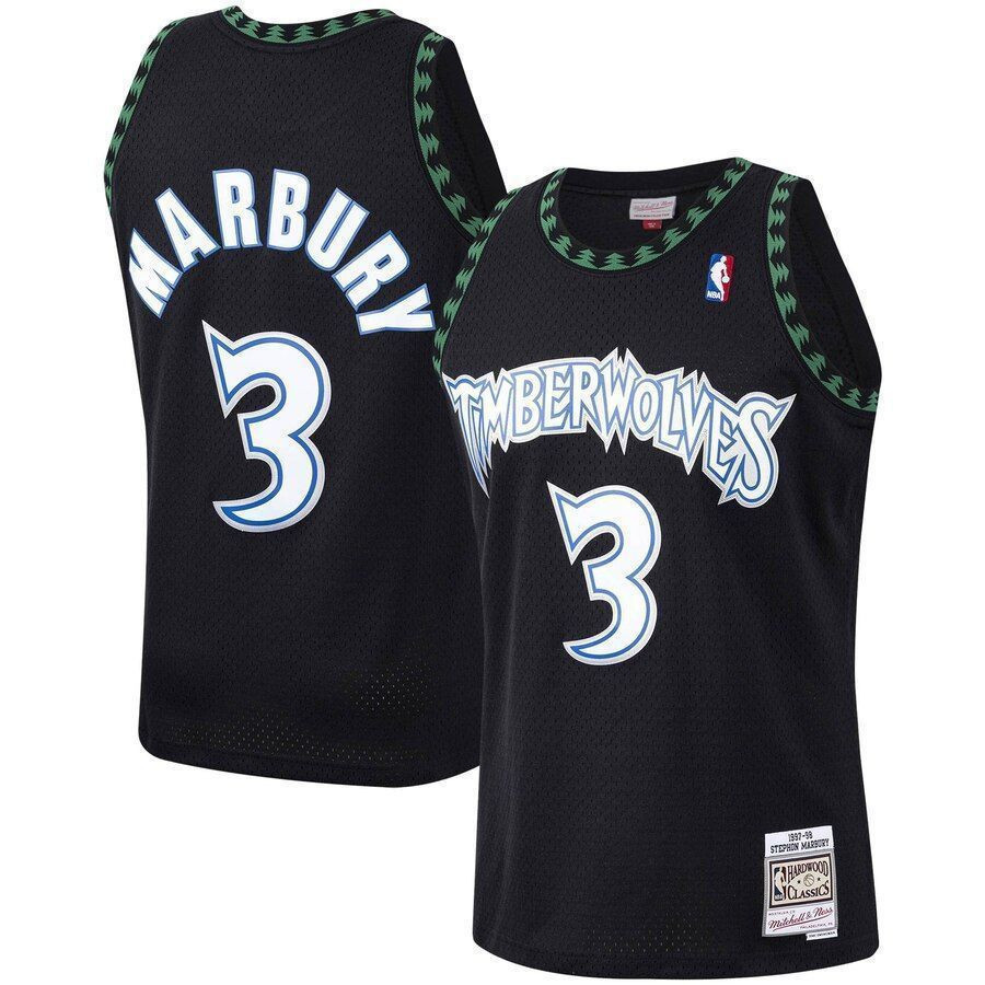 Stephon Marbury Minnesota Timberwolves Mitchell & Ness 1997-98 Hardwood Classics Swingman Player Jersey - Black - JS937 