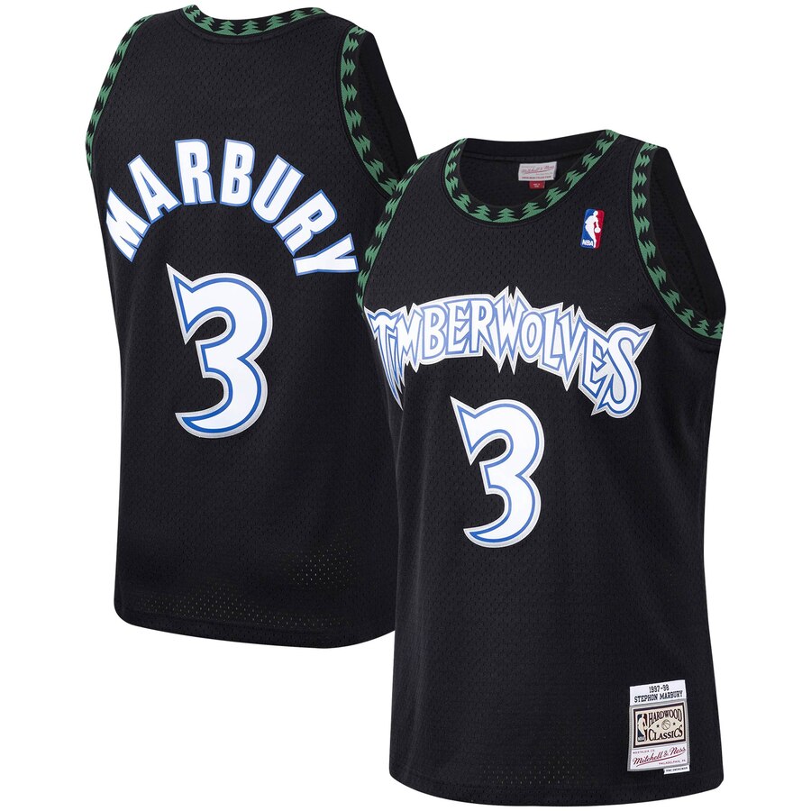 Stephon Marbury Minnesota Timberwolves Mitchell & Ness 1997-98 Hardwood Classics Swingman Player Jersey – Black