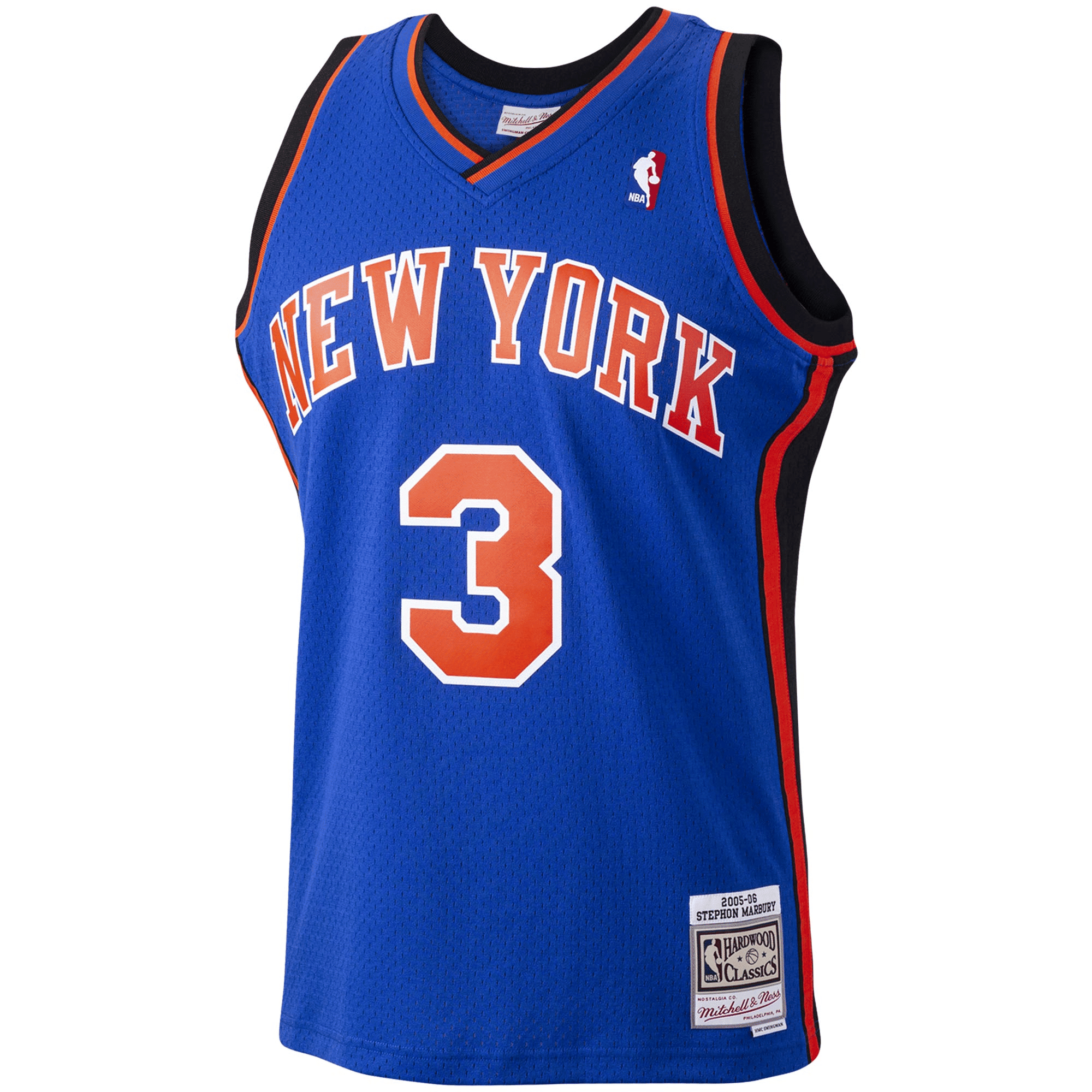 Alternative view of Stephon Marbury New York Knicks Mitchell & Ness 2005-06 Hardwood Classics Swingman Player Jersey - Blue Jersey - JS707 