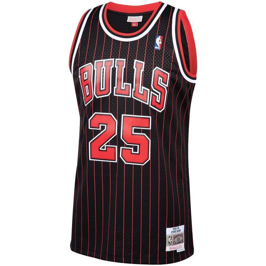 Alternative view of Steve Kerr Chicago Bulls Mitchell & Ness 1995-96 Hardwood Classics Swingman Player Jersey - Black - JS744 