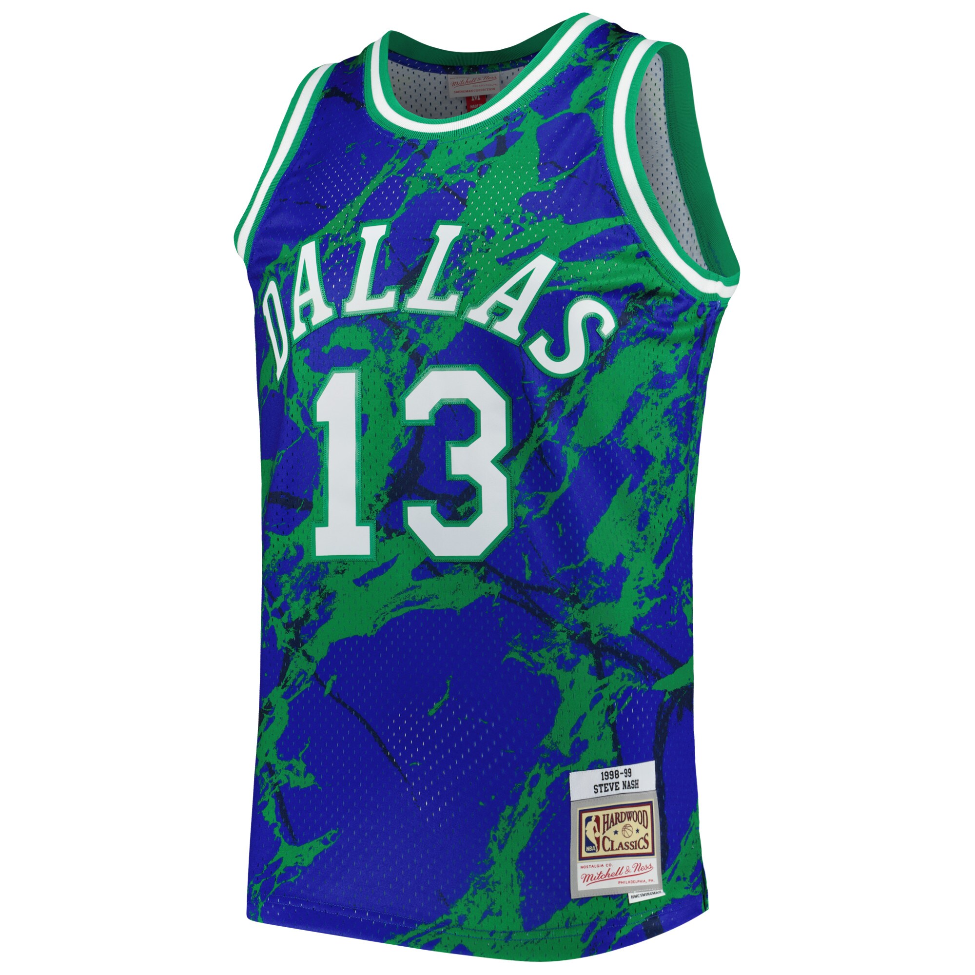 Alternative view of Steve Nash Dallas Mavericks Mitchell & Ness 1998/99 Hardwood Classics Marble Swingman Jersey - Blue