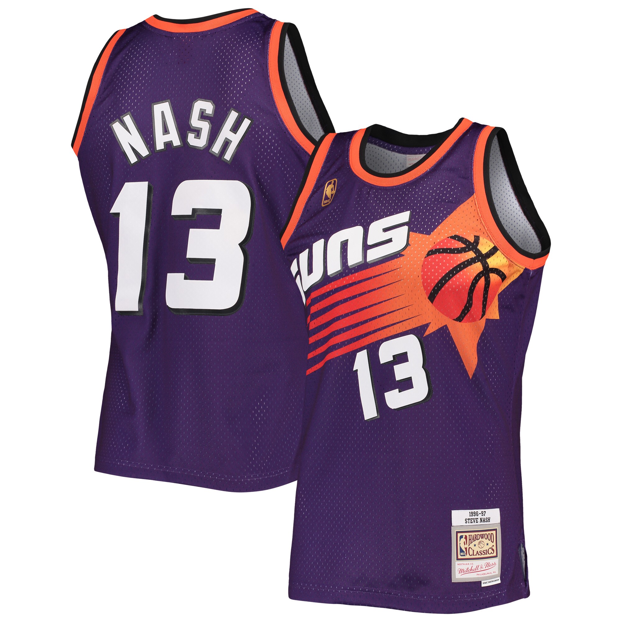 Alternative view of Steve Nash Phoenix Suns Mitchell & Ness 1996-97 Hardwood Classics Swingman Jersey - Purple