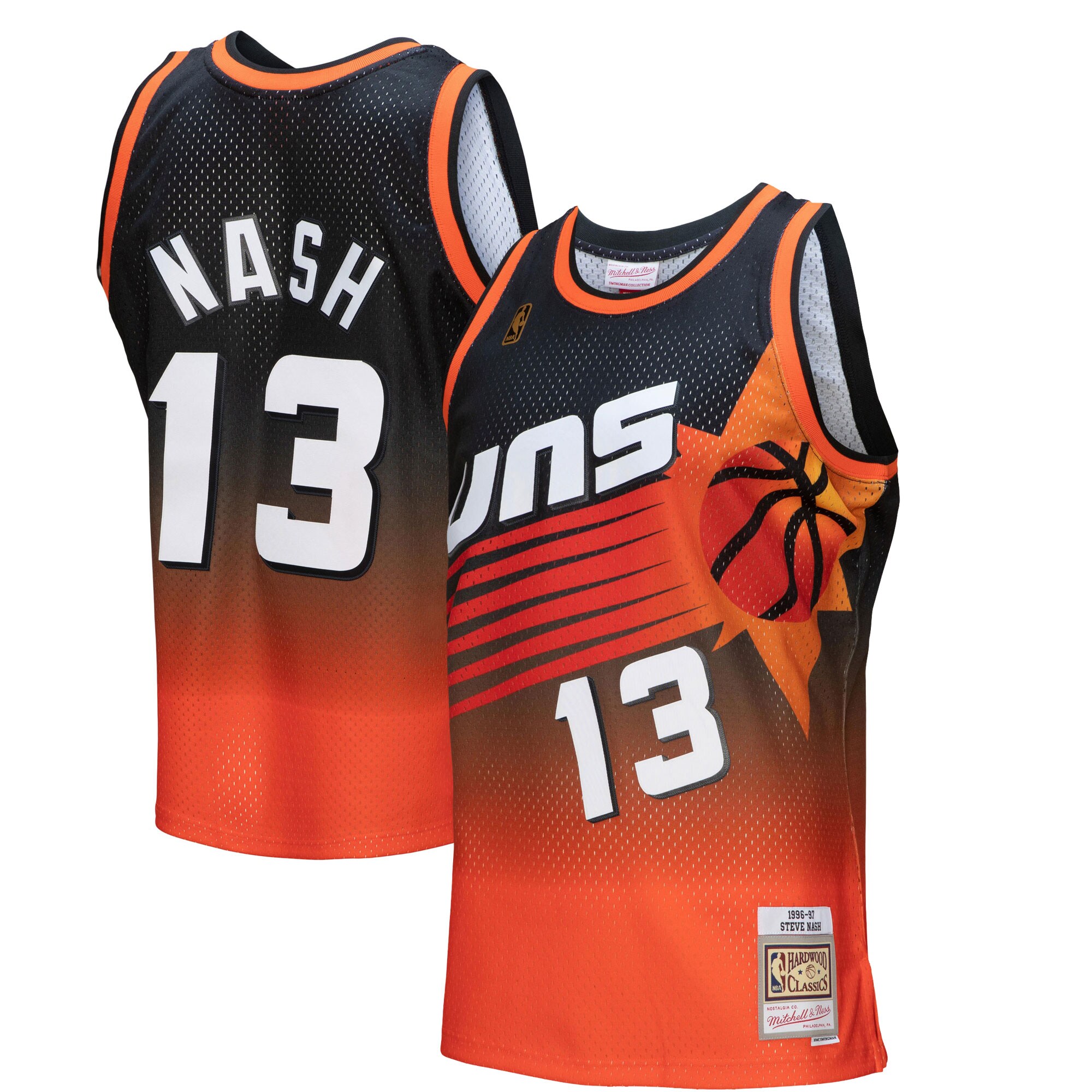 Steve Nash Phoenix Suns Mitchell & Ness 1996/97 Hardwood Classics Fadeaway Swingman Player Jersey - Orange/black