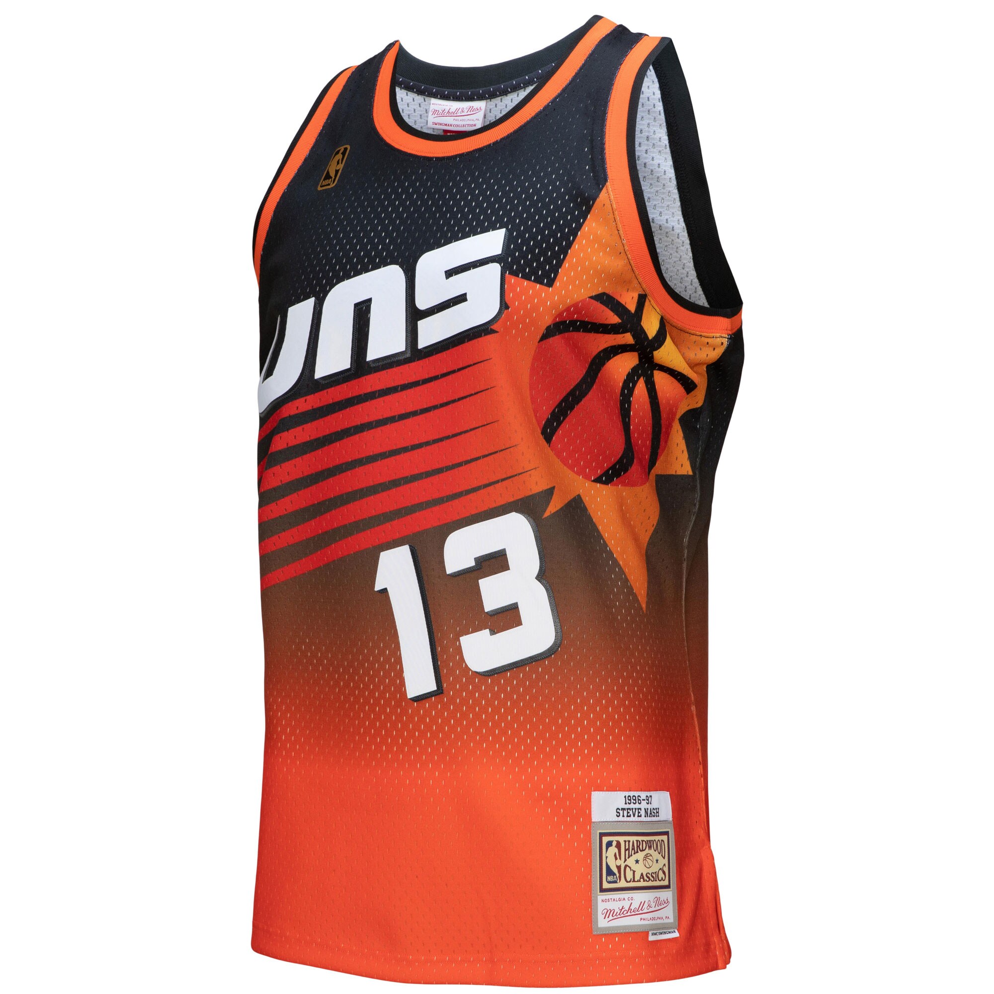 Alternative view of Steve Nash Phoenix Suns Mitchell & Ness 1996/97 Hardwood Classics Fadeaway Swingman Player Jersey - Orange/black