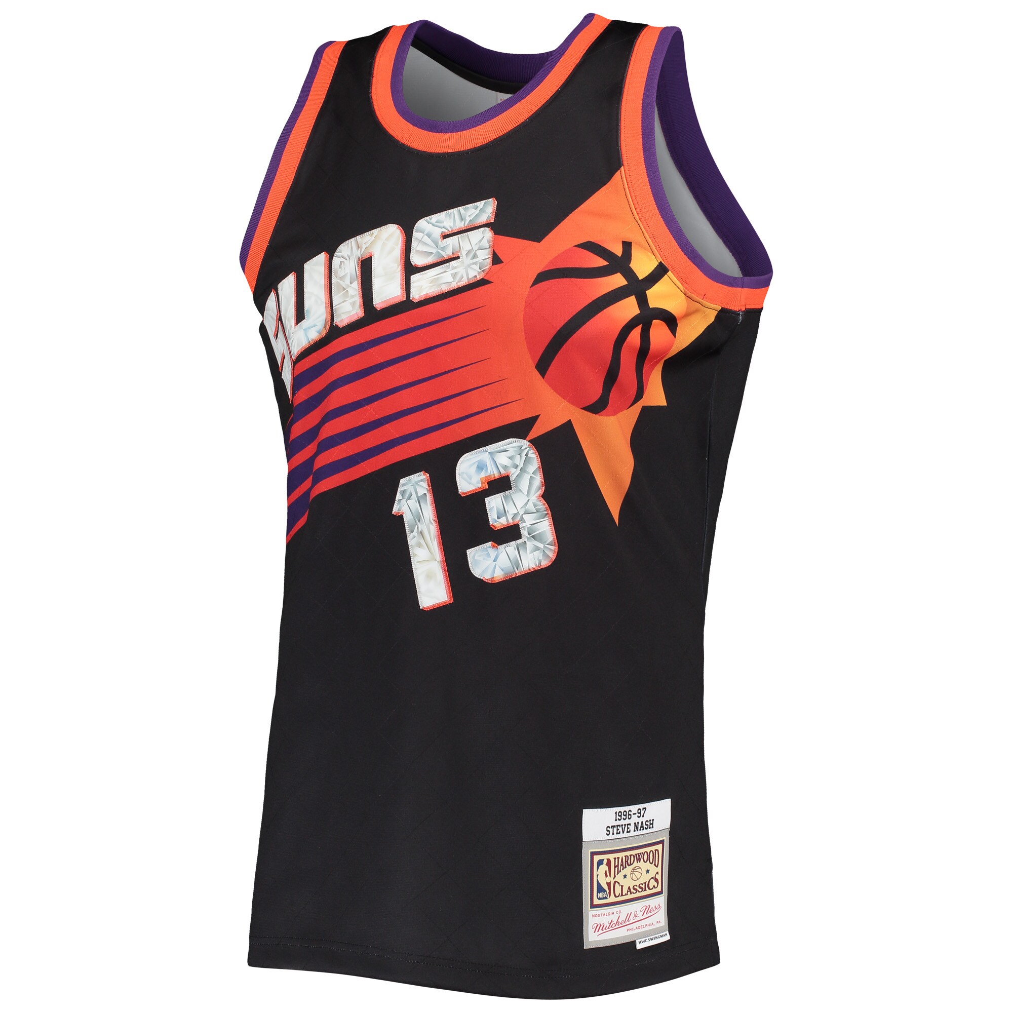 Alternative view of Steve Nash Phoenix Suns Mitchell & Ness 1996/97 Hardwood Classics Nba 75th Anniversary Diamond Swingman Jersey - Black