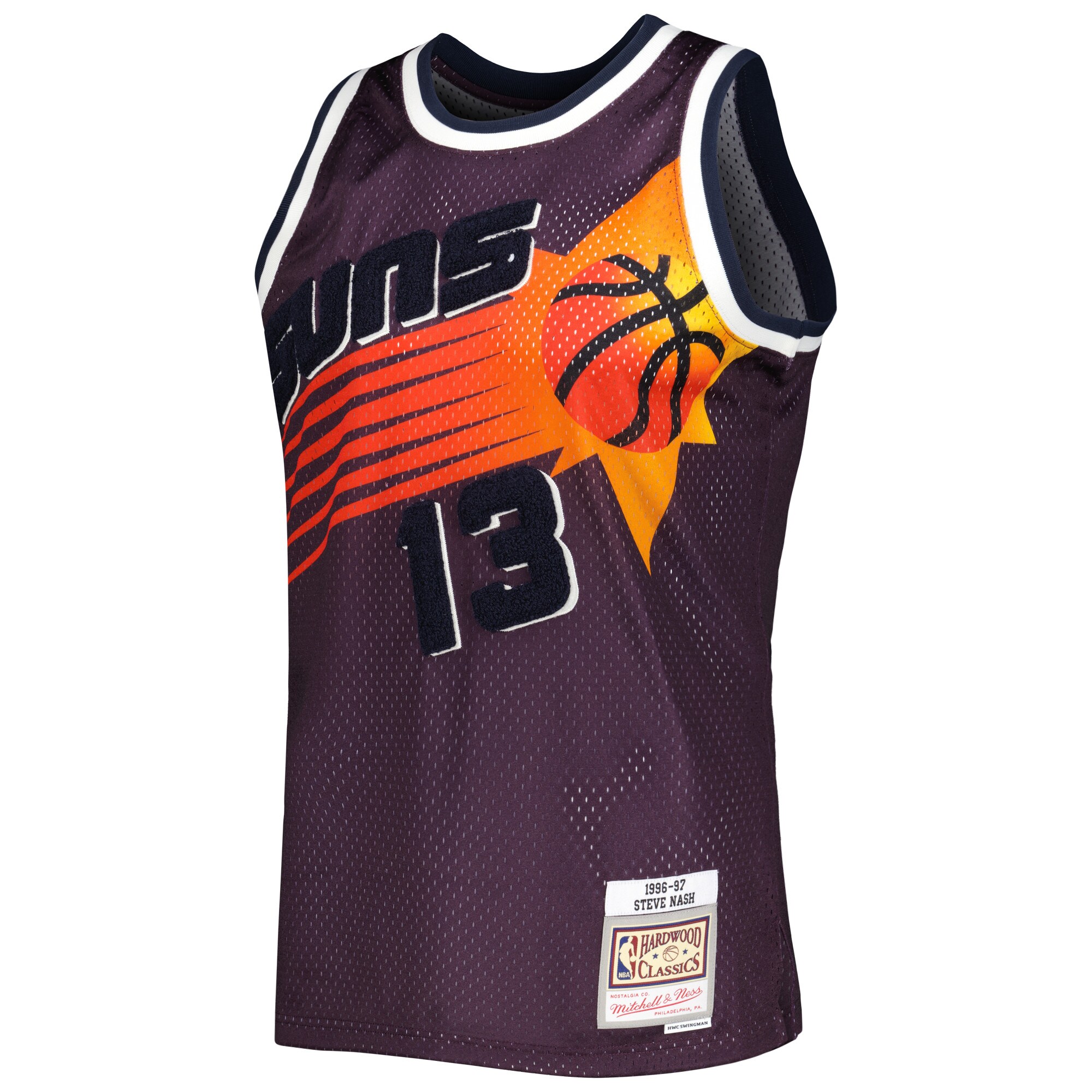 Alternative view of Steve Nash Phoenix Suns Mitchell & Ness 1996/97 Hardwood Classics Off-court Swingman Jersey - Purple