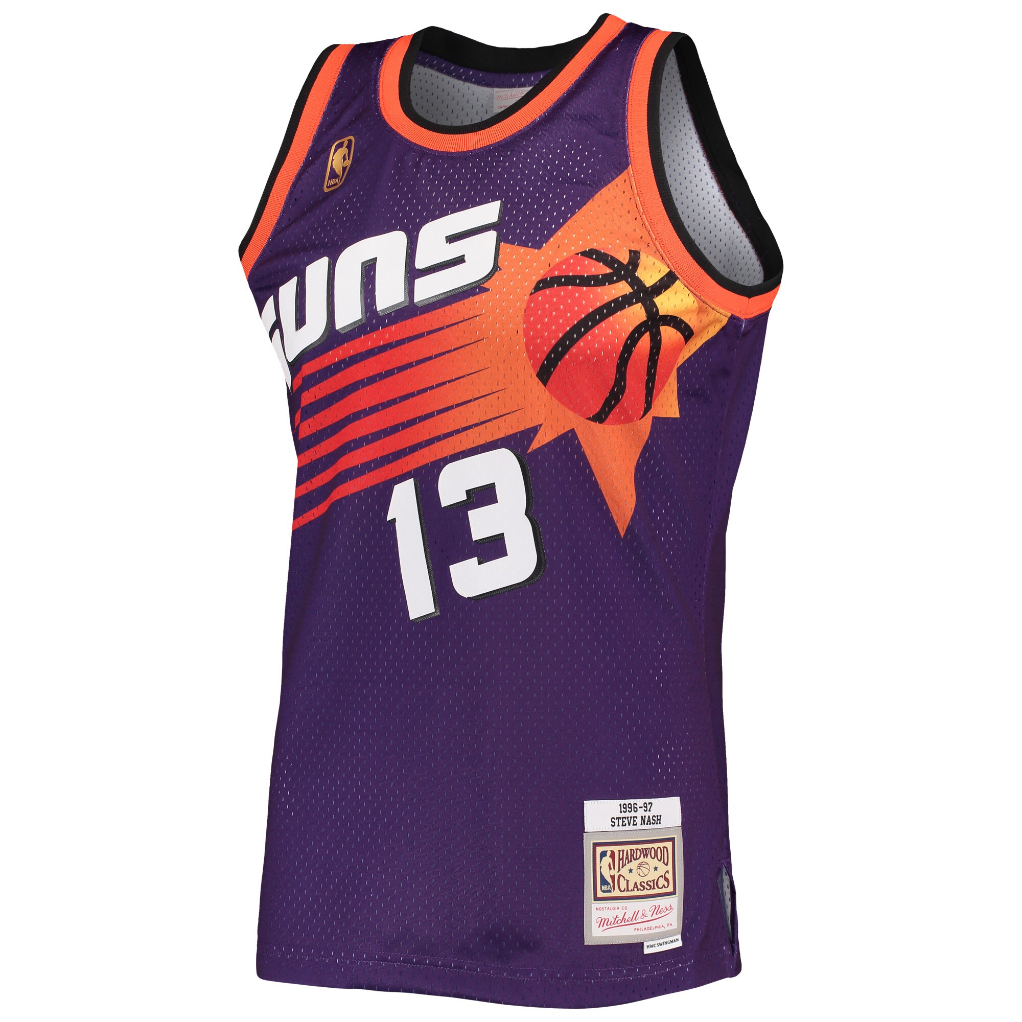 Alternative view of Steve Nash Phoenix Suns Mitchell & Ness 1996/97 Hardwood Classics Swingman Jersey - Purple