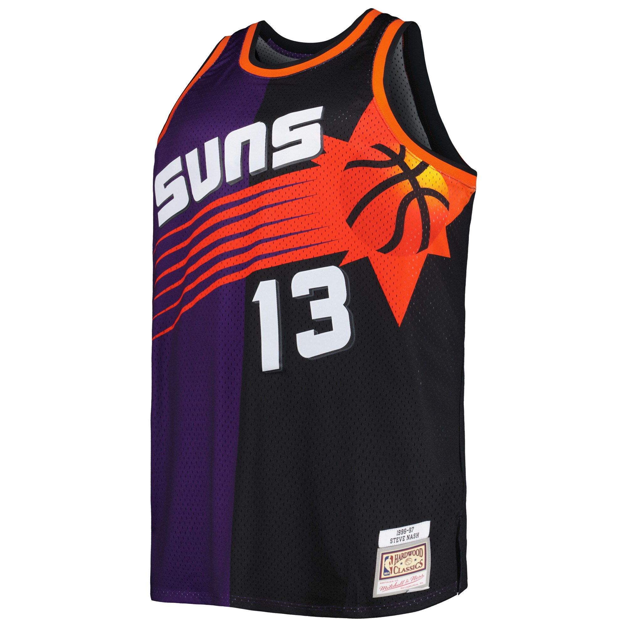 Alternative view of Steve Nash Phoenix Suns Mitchell & Ness Big & Tall Hardwood Classics 1996/97 Split Swingman Jersey - Purple/black