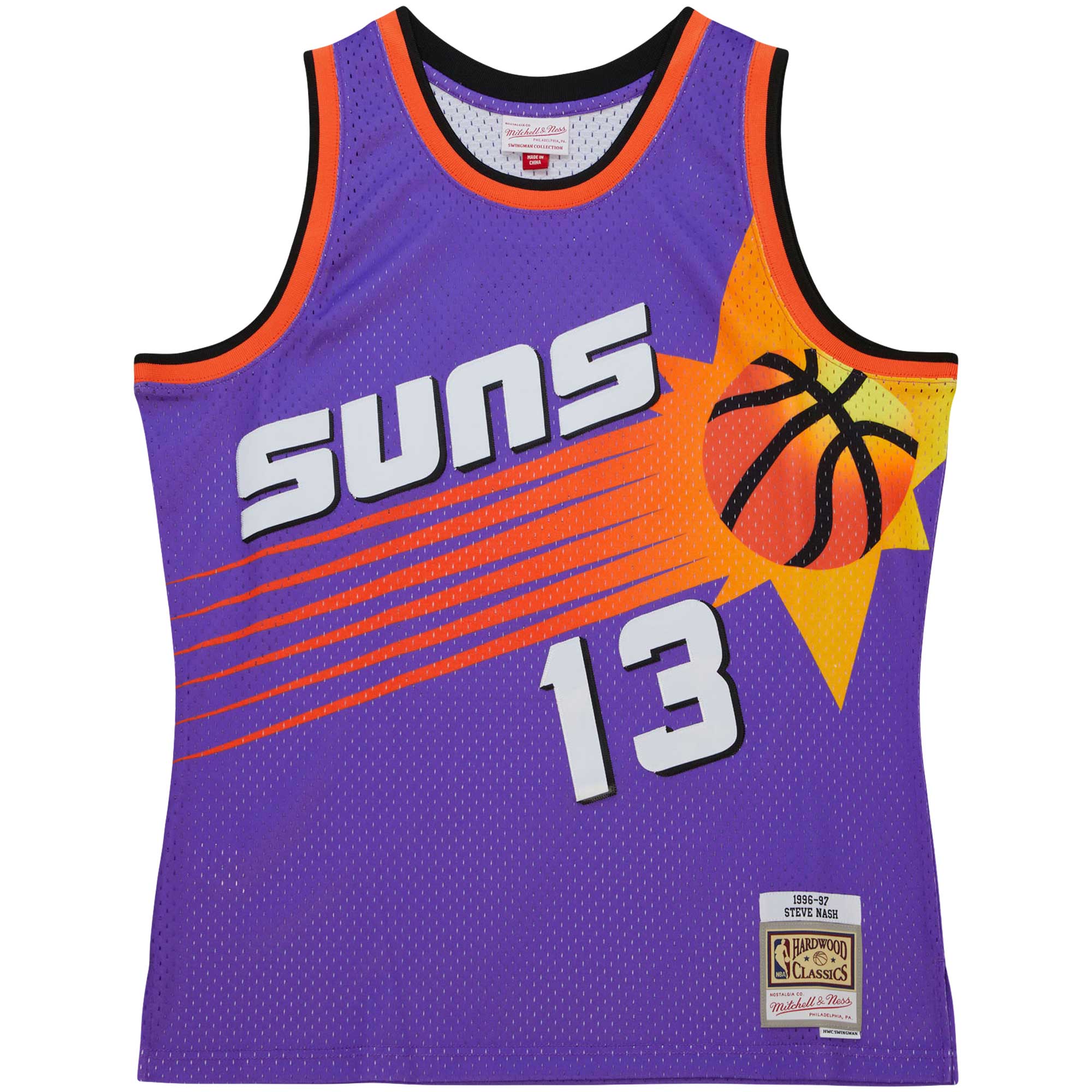 Alternative view of Steve Nash Phoenix Suns Mitchell & Ness Hardwood Classics 1996/97 Tropical Swingman Jersey - Purple