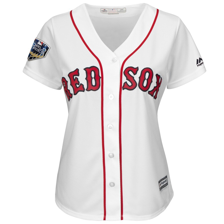 Alternative view of Steve Pearce Boston Red Sox Majestic Women's 2018 World Series Cool Base Player Jersey - White