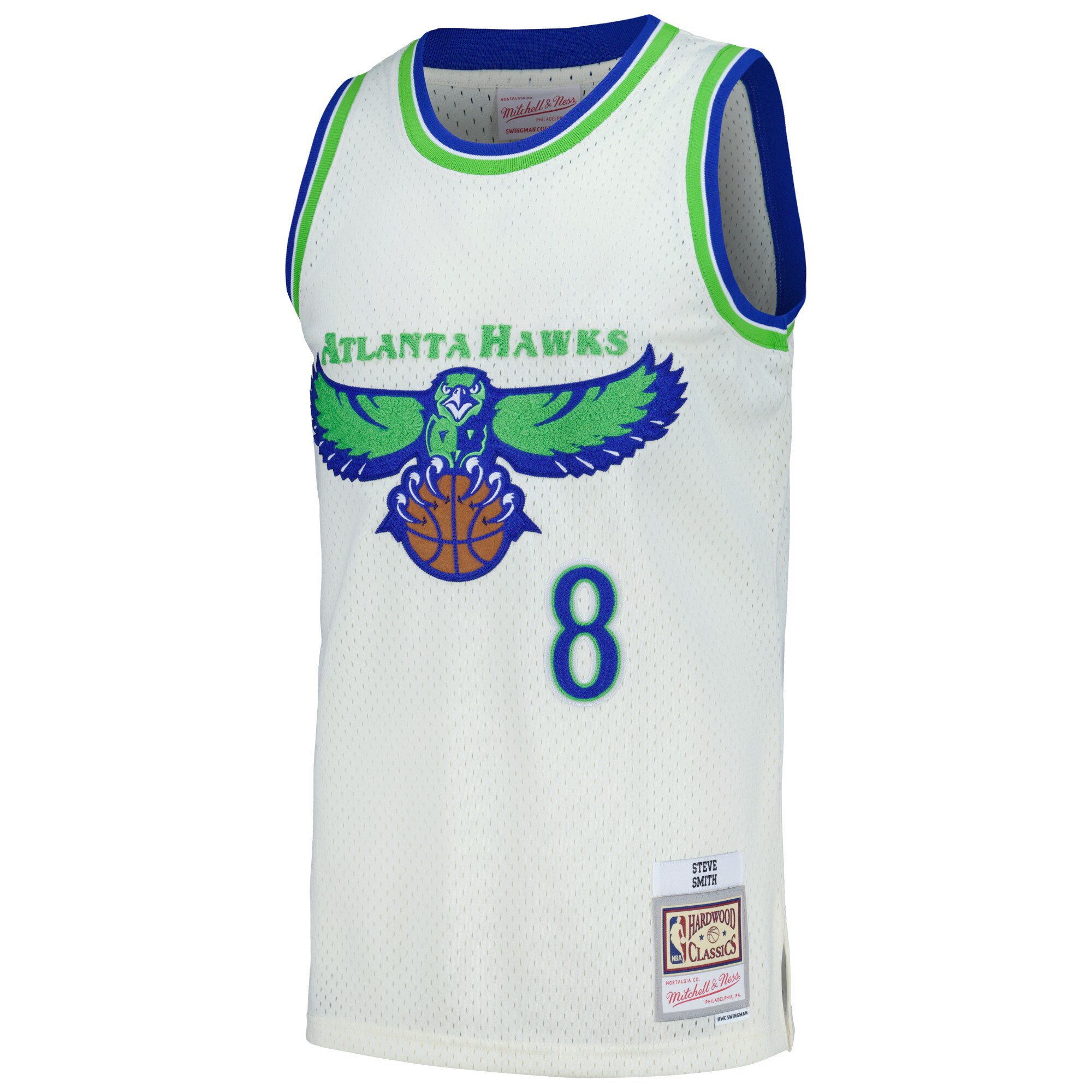 Alternative view of Steve Smith Atlanta Hawks Mitchell & Ness Chainstitch Swingman Jersey - Cream