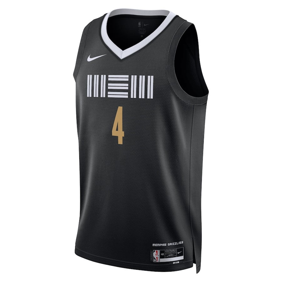 Alternative view of Steven Adams 4 Memphis Grizzlies 2023/24 City Edition Swingman Jersey - Black - JS261 