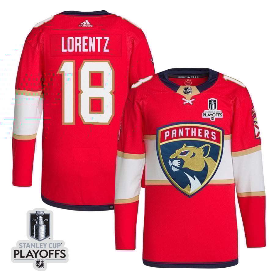 Steven Lorentz 18 Florida Panthers 2024 NHL Playoffs Patch Home Jersey - Men, Red - JS516 