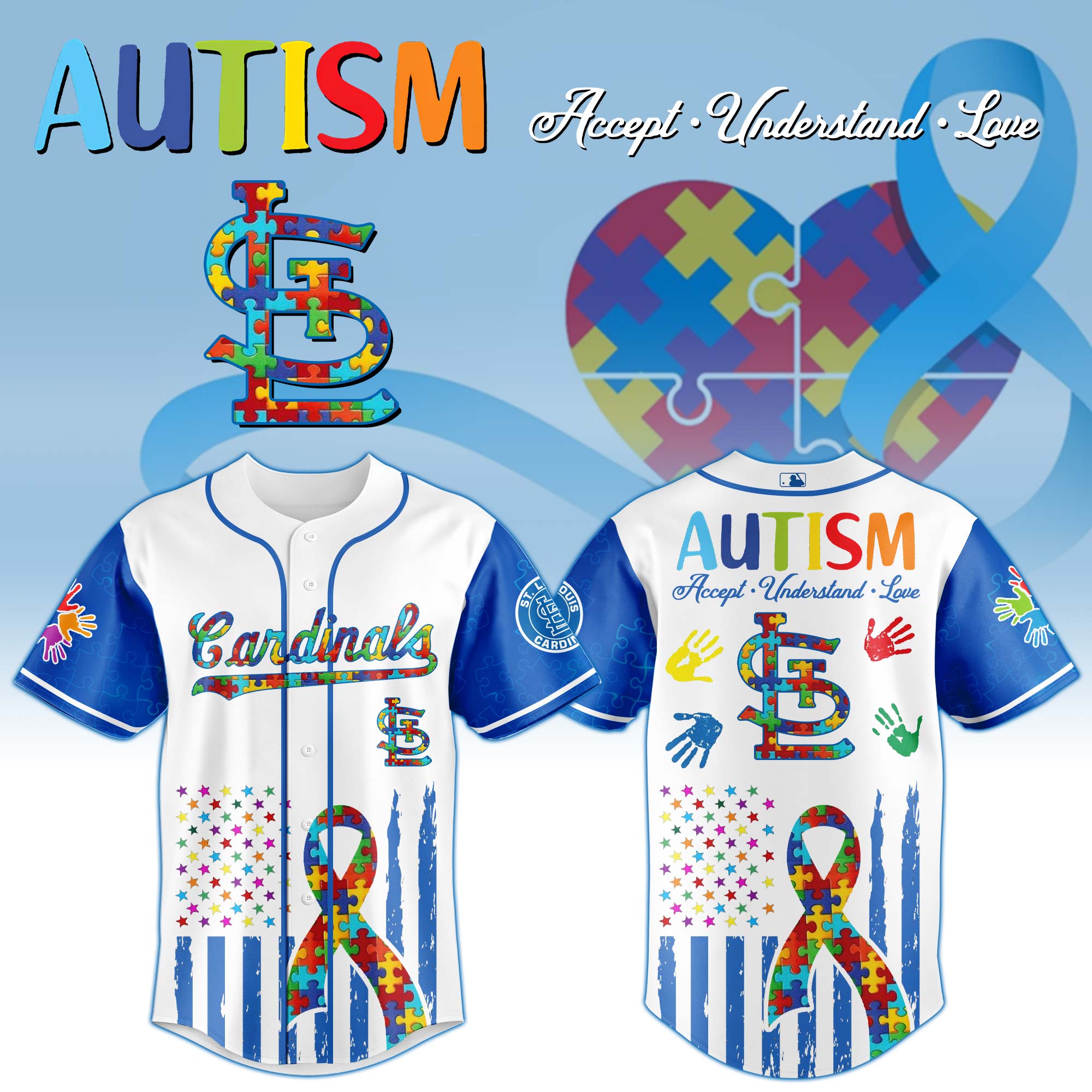 St.louis Cardinals Mlb X Autism Awareness Month Custom Baseball Jersey