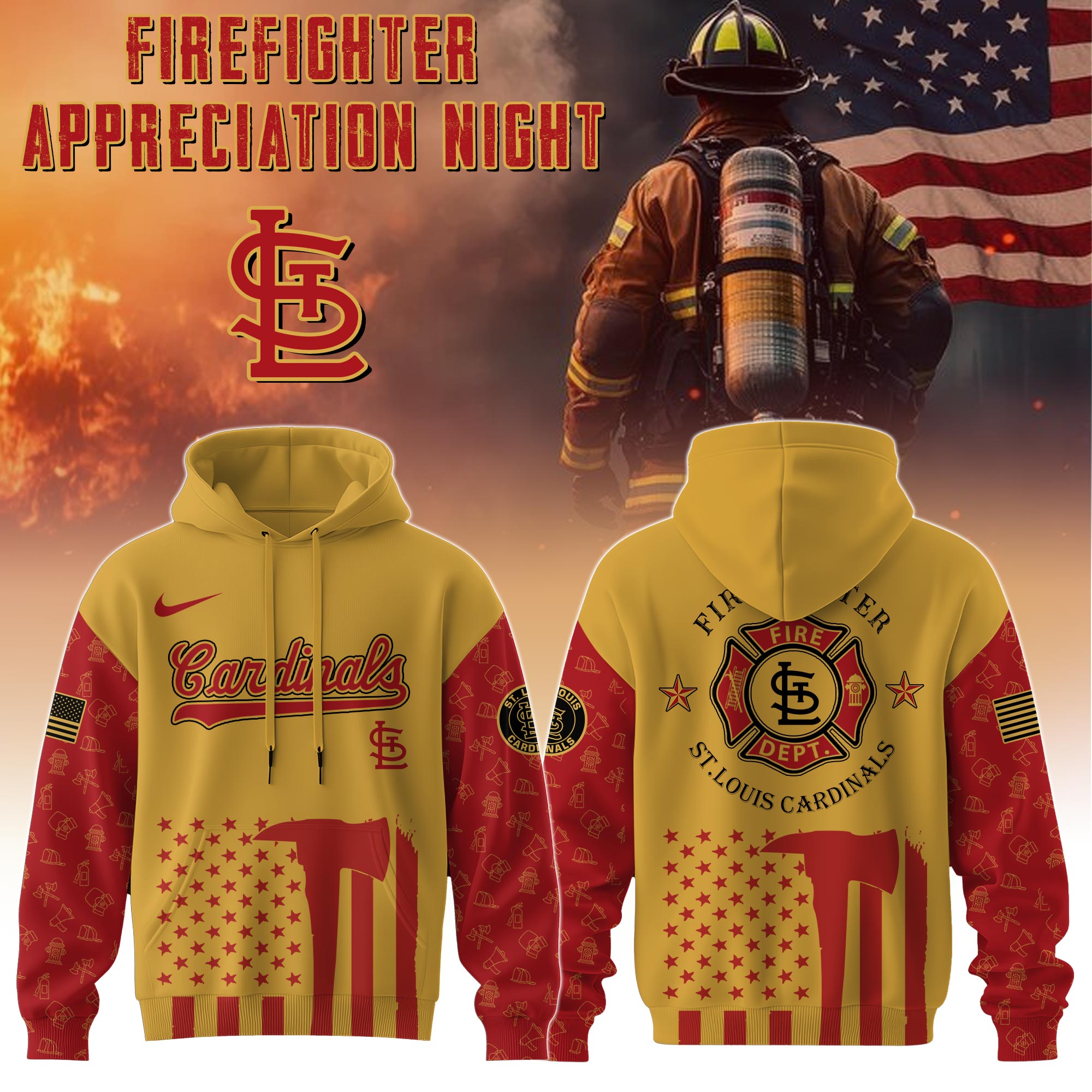 St.louis Cardinals Mlb X Firefighter Appreciation Night Special Edition Custom Hoodie 2025