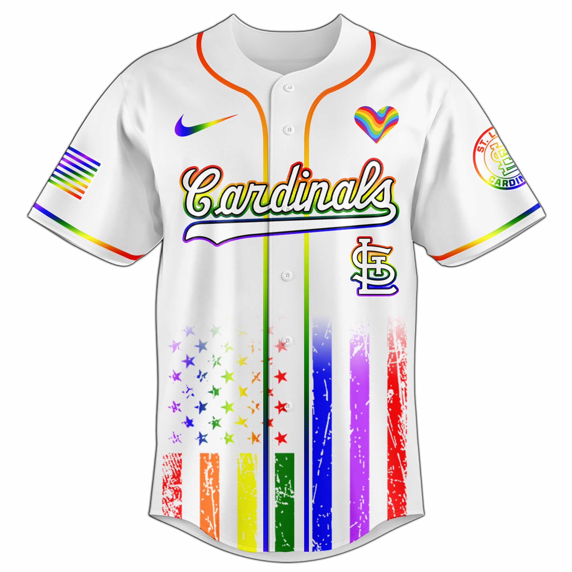 Alternative view of St.louis Cardinals Mlb X Happy Pride Month Limited Edition Custom Baseball Jersey 2025