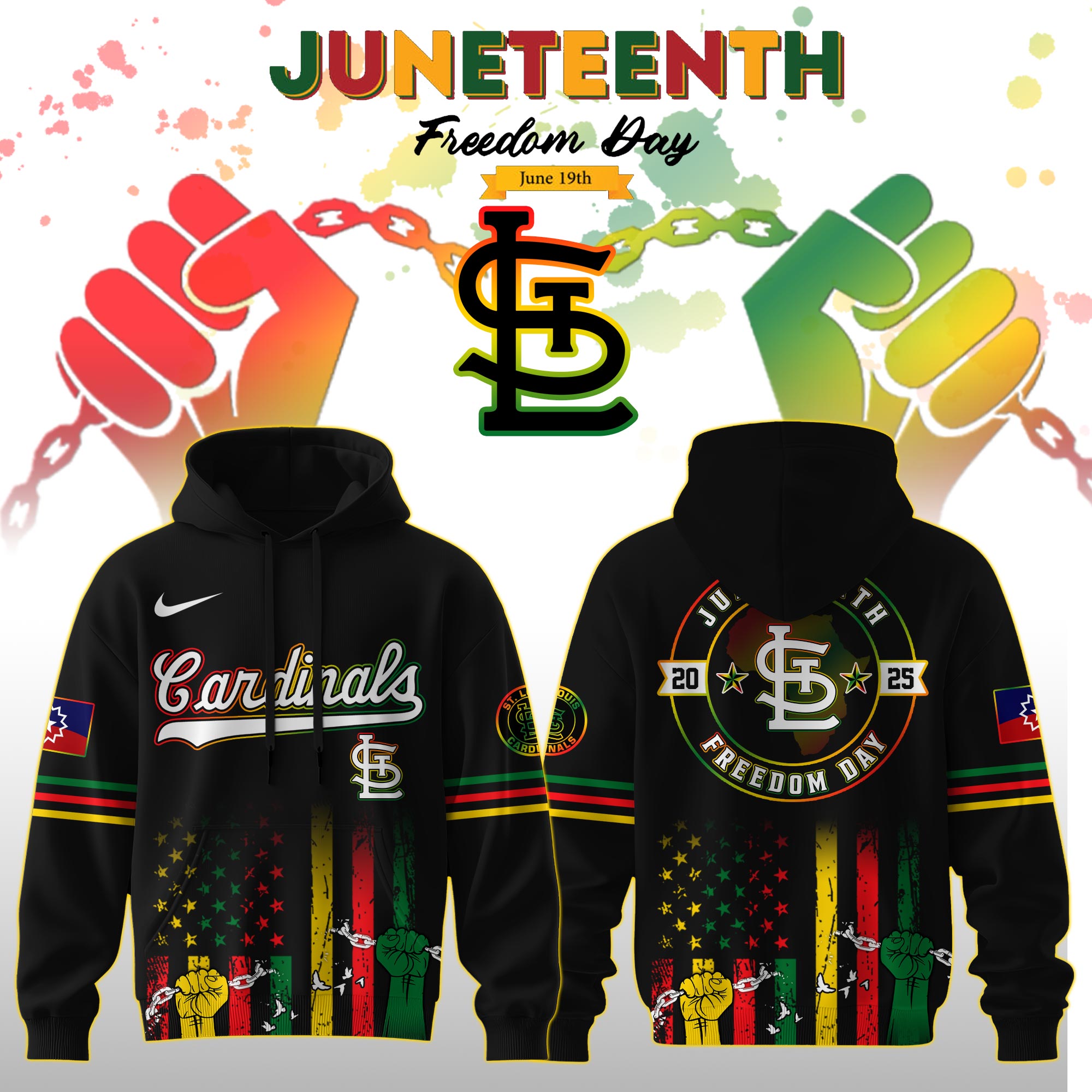 St.louis Cardinals Mlb X Juneteenth Freedom Day Edition Custom Hoodie 2025