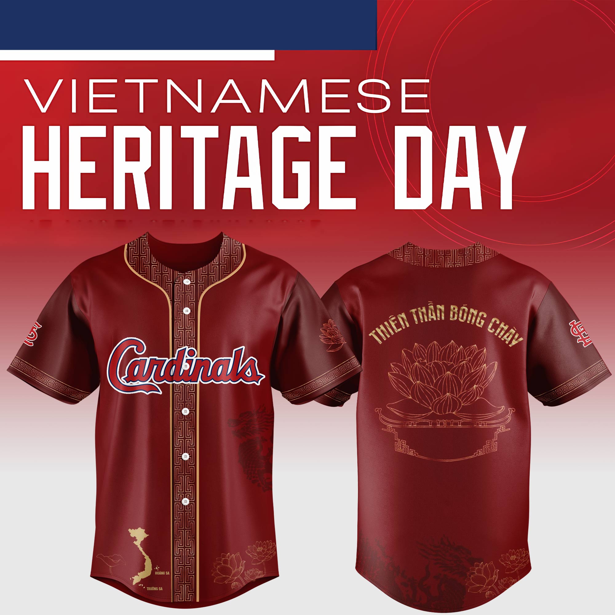 St.louis Cardinals Mlb X Vietnamese Heritage Night Custom Baseball Jersey