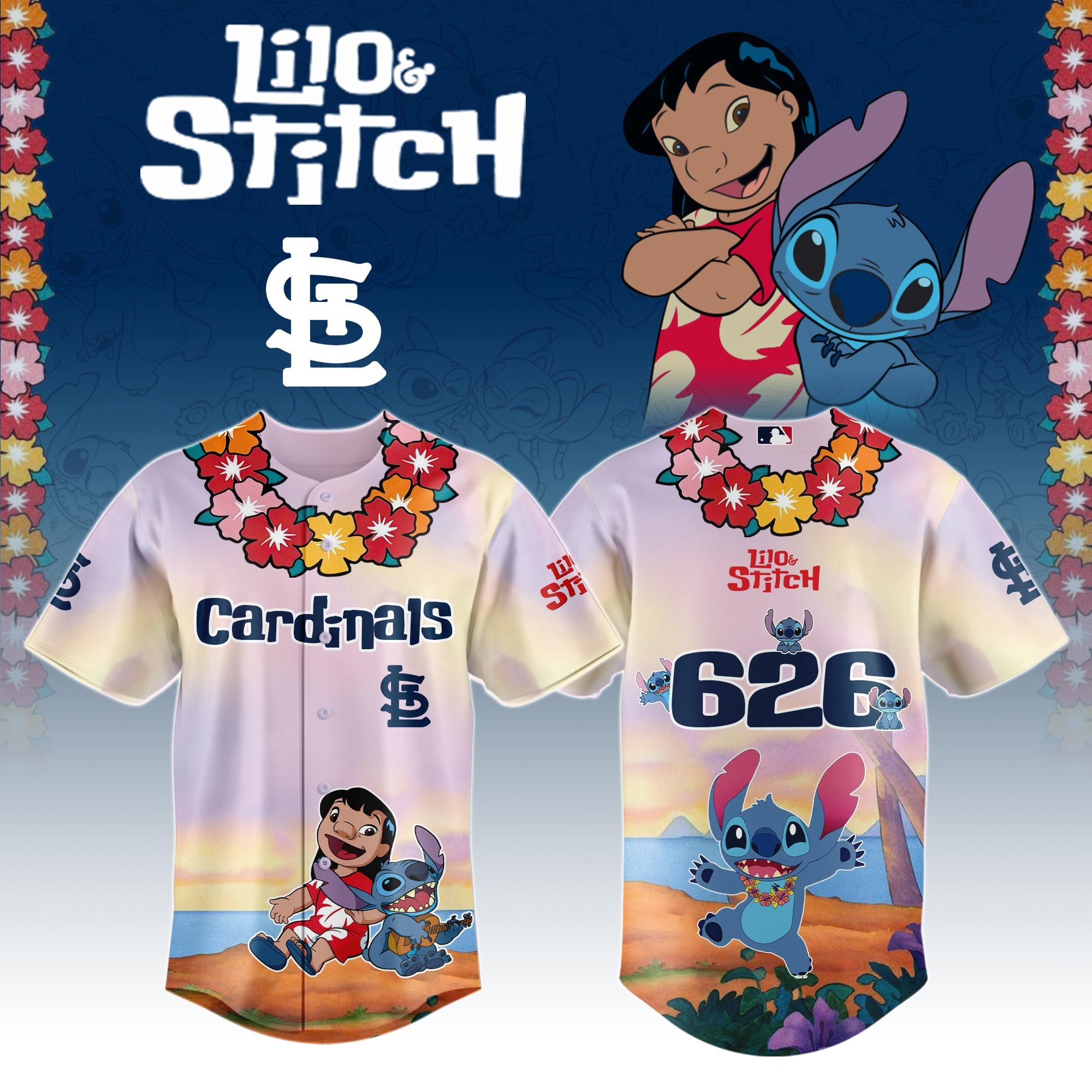 St.louis Cardinals X Lilo & Stitch Special Edition Custom Baseball Jersey 2025