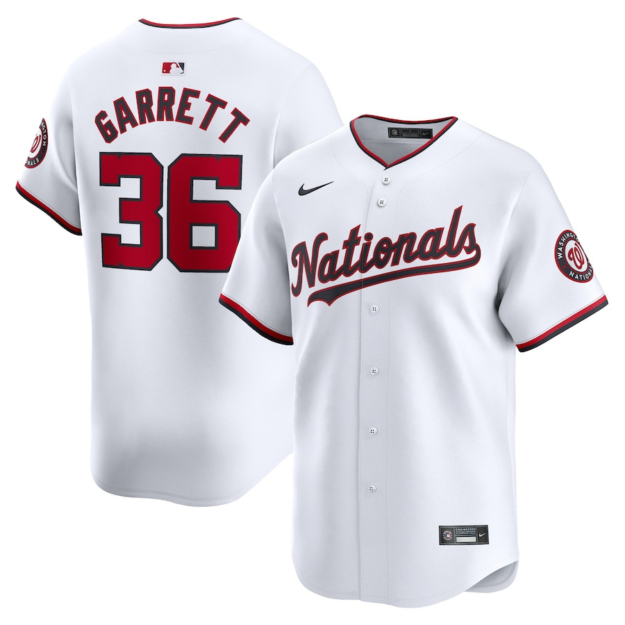 Stone Garrett 36 Washington Nationals Home Limited Player Men Jersey - White - JS500 