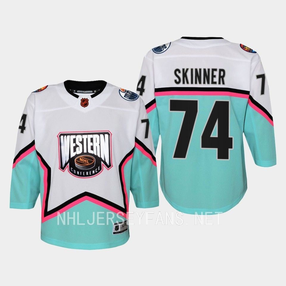 Stuart Skinner 74 Edmonton Oilers 2023 All-Star Game Jersey White Equipment - JS119 