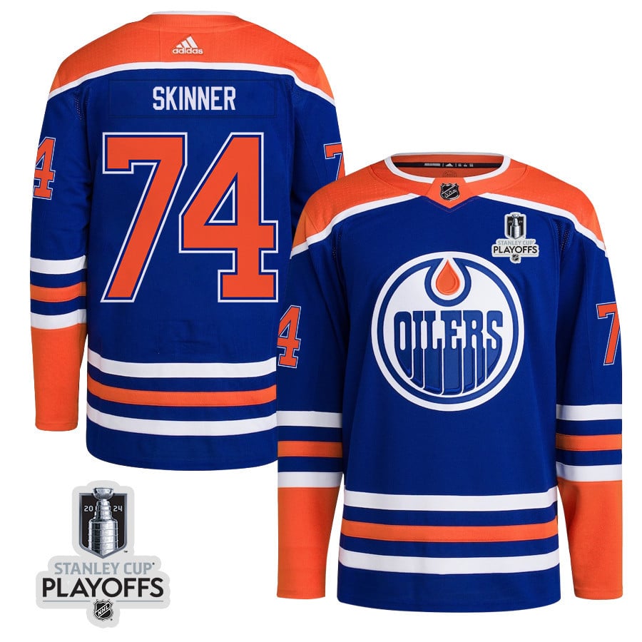 Stuart Skinner 74 Edmonton Oilers 2024 NHL Playoffs Patch Home Jersey - Men - JS842 