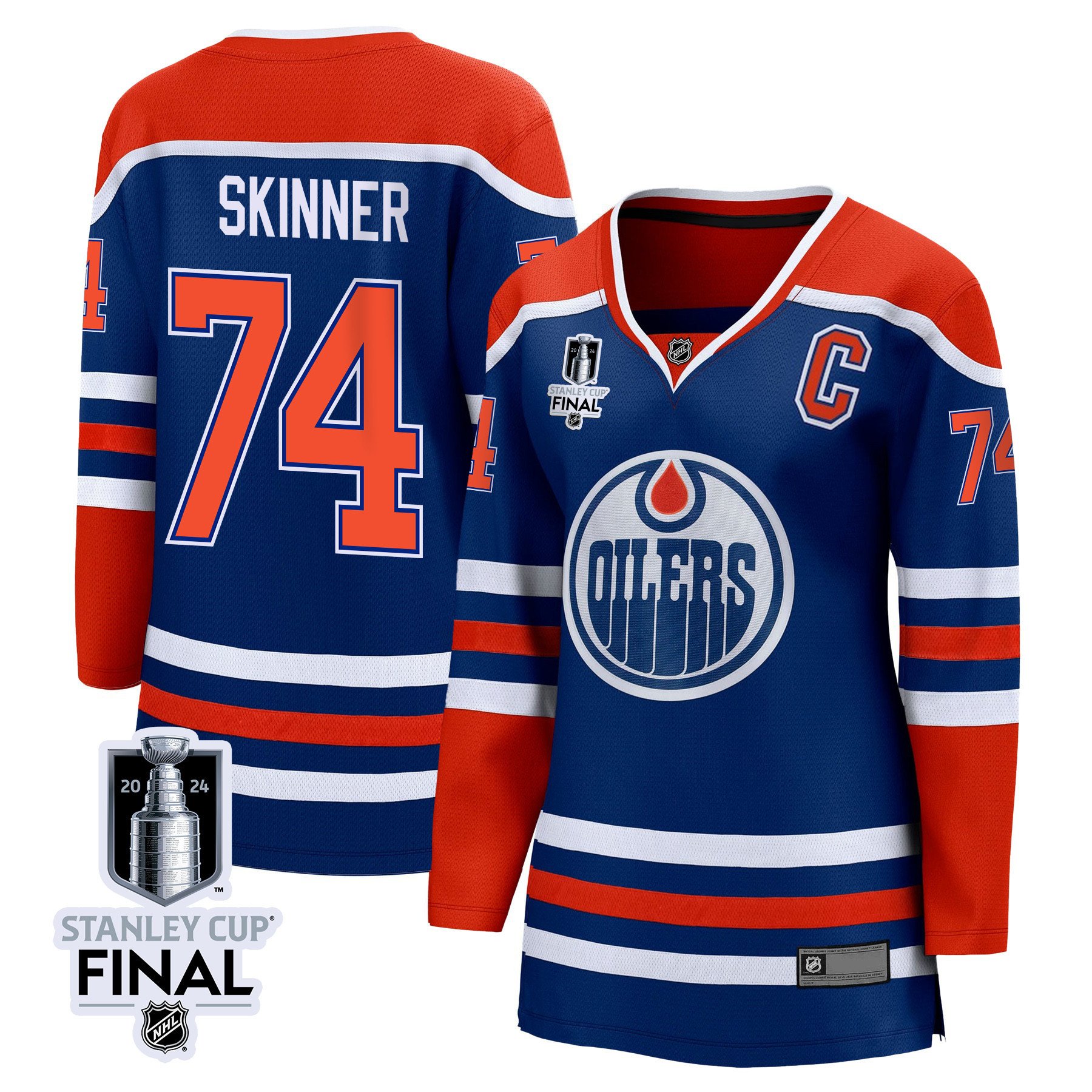 Stuart Skinner 74 Edmonton Oilers 2024 STANLEY CUP Final Women's Home Jersey - Royal - JS606 
