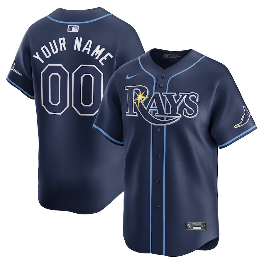 Tampa Bay Rays Away Limited Custom Men Jersey - Navy - JS208 