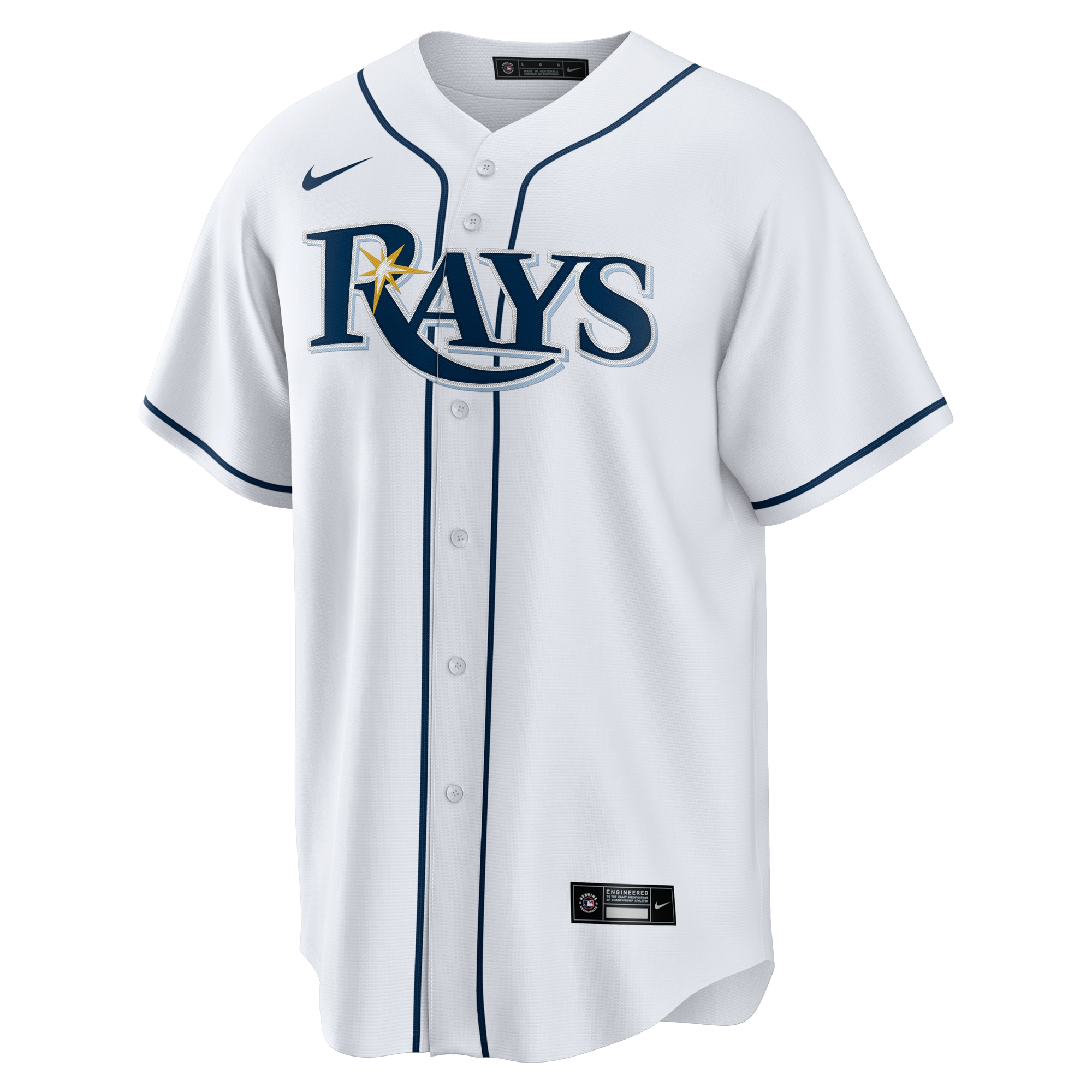 Alternative view of Tampa Bay Rays Home Replica Custom Jersey - White