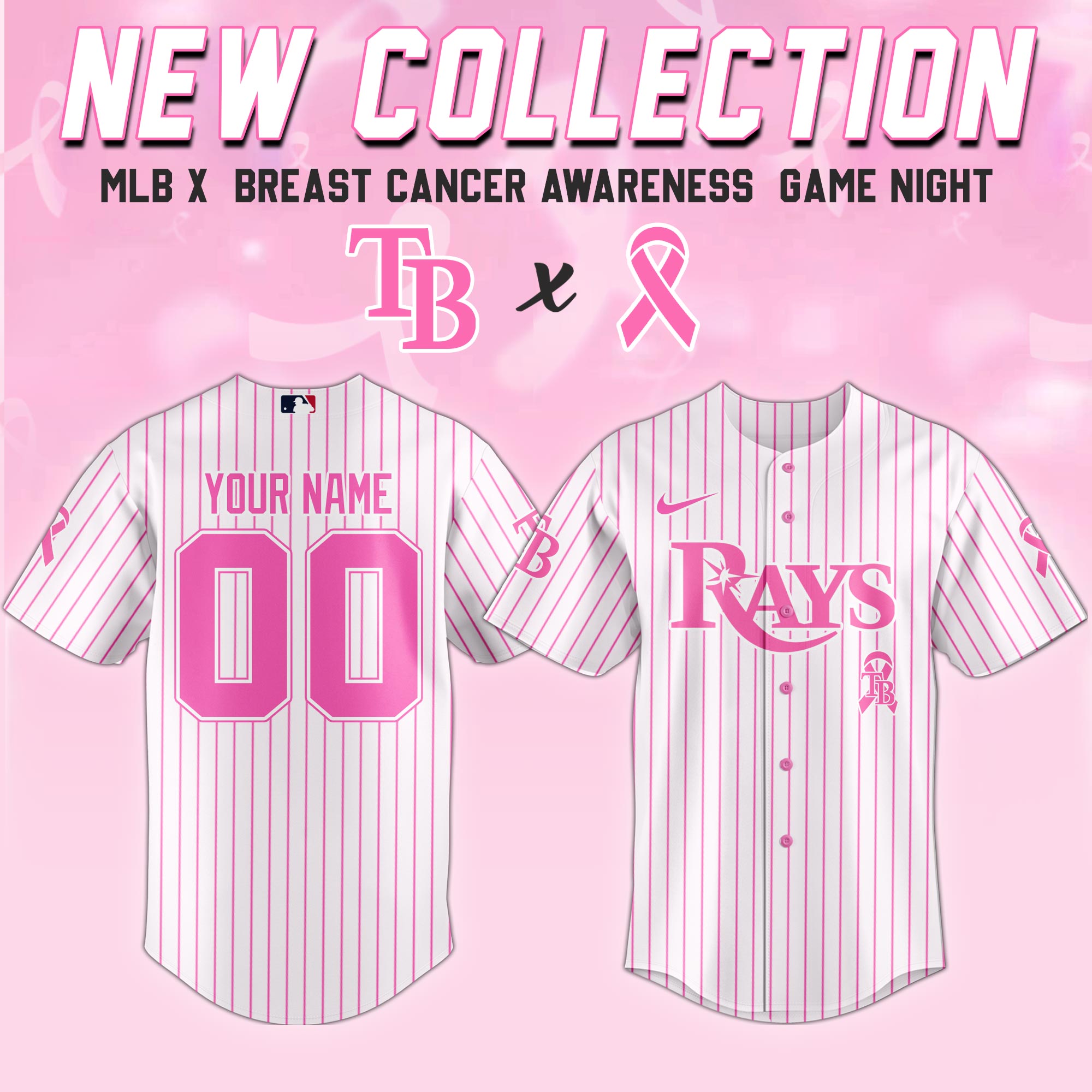 Tampa Bay Rays Mlb X Breast Cancer Awareness Month United In Pink Custom Baseball Jersey