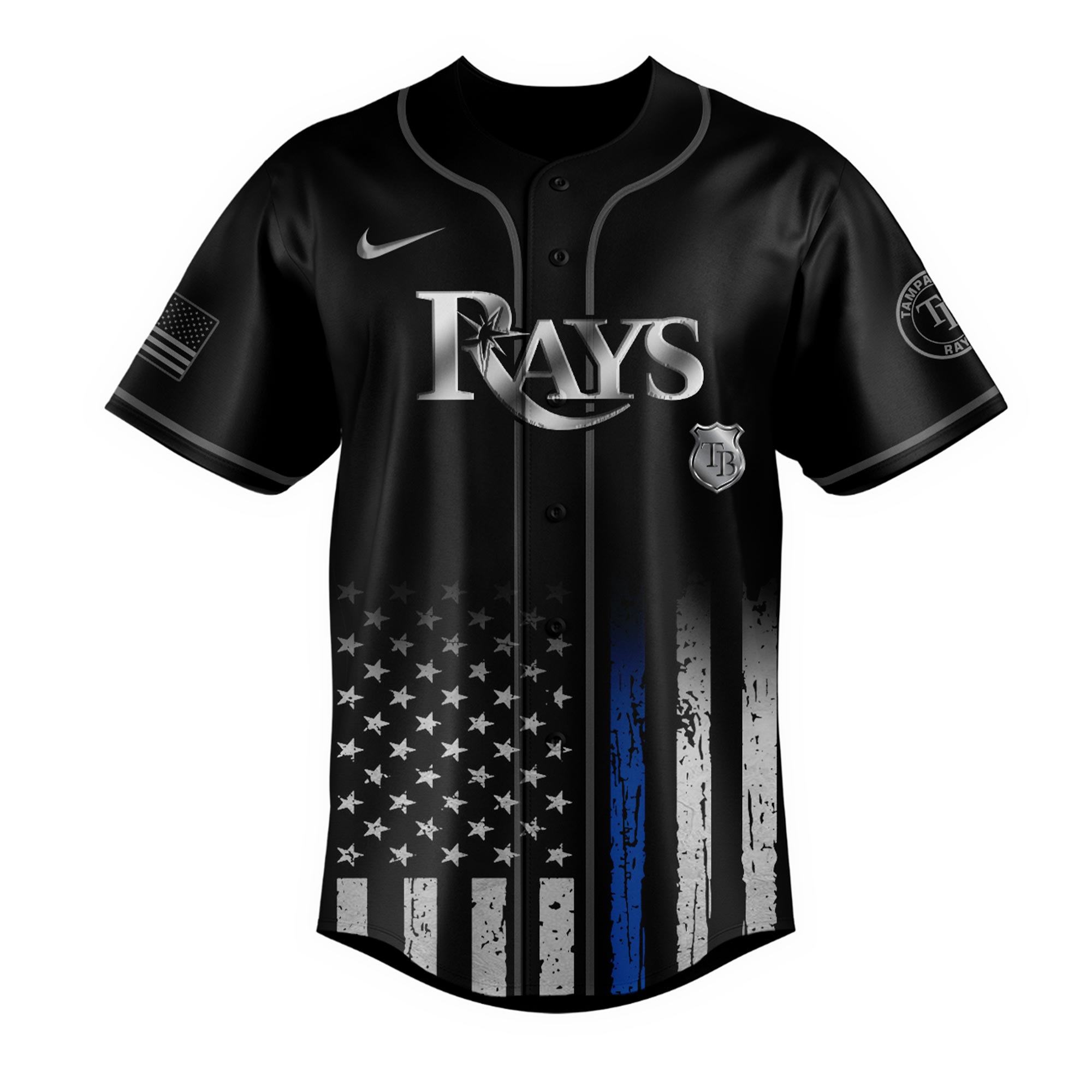 Alternative view of Tampa Bay Rays Mlb X Law Enforcement Night Edition Custom Baseball Jersey 2025