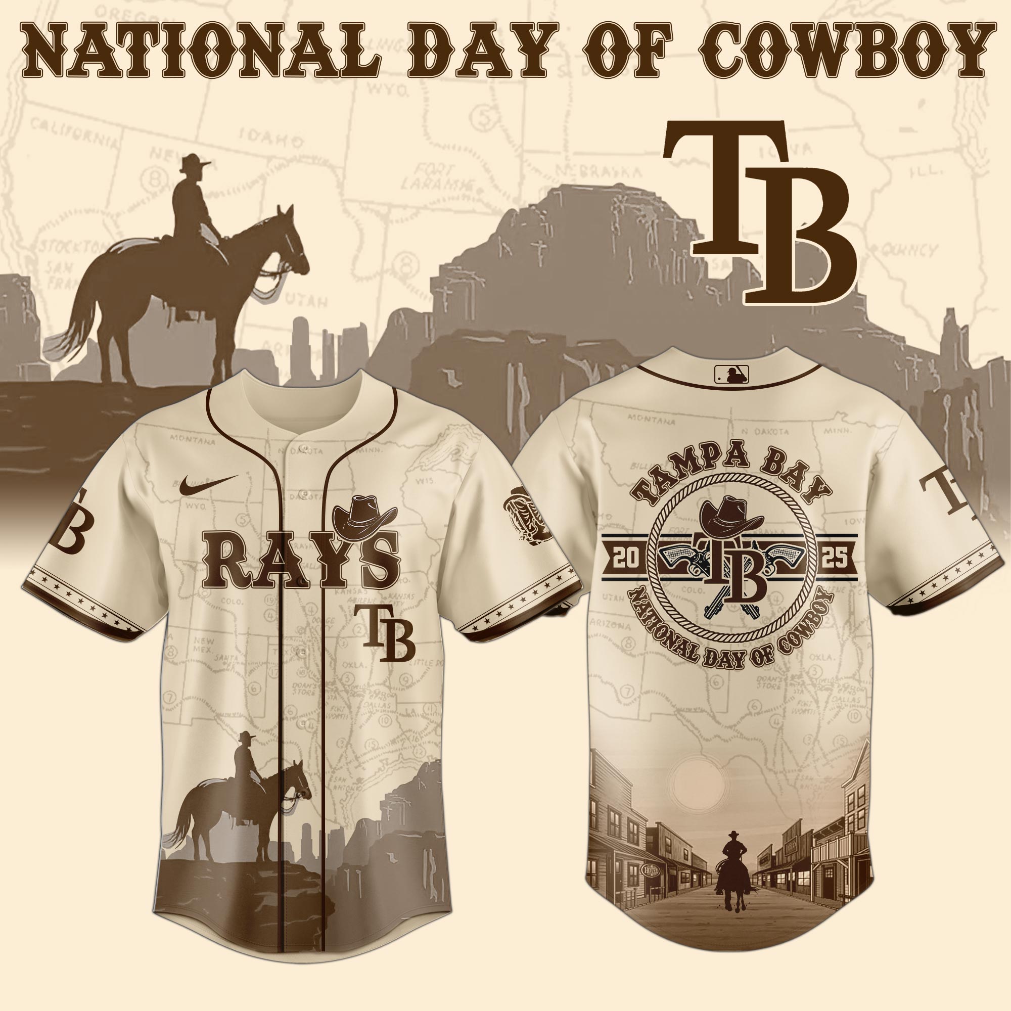 Tampa Bay Rays Mlb X National Day Of Cowboy Custom Baseball Jersey